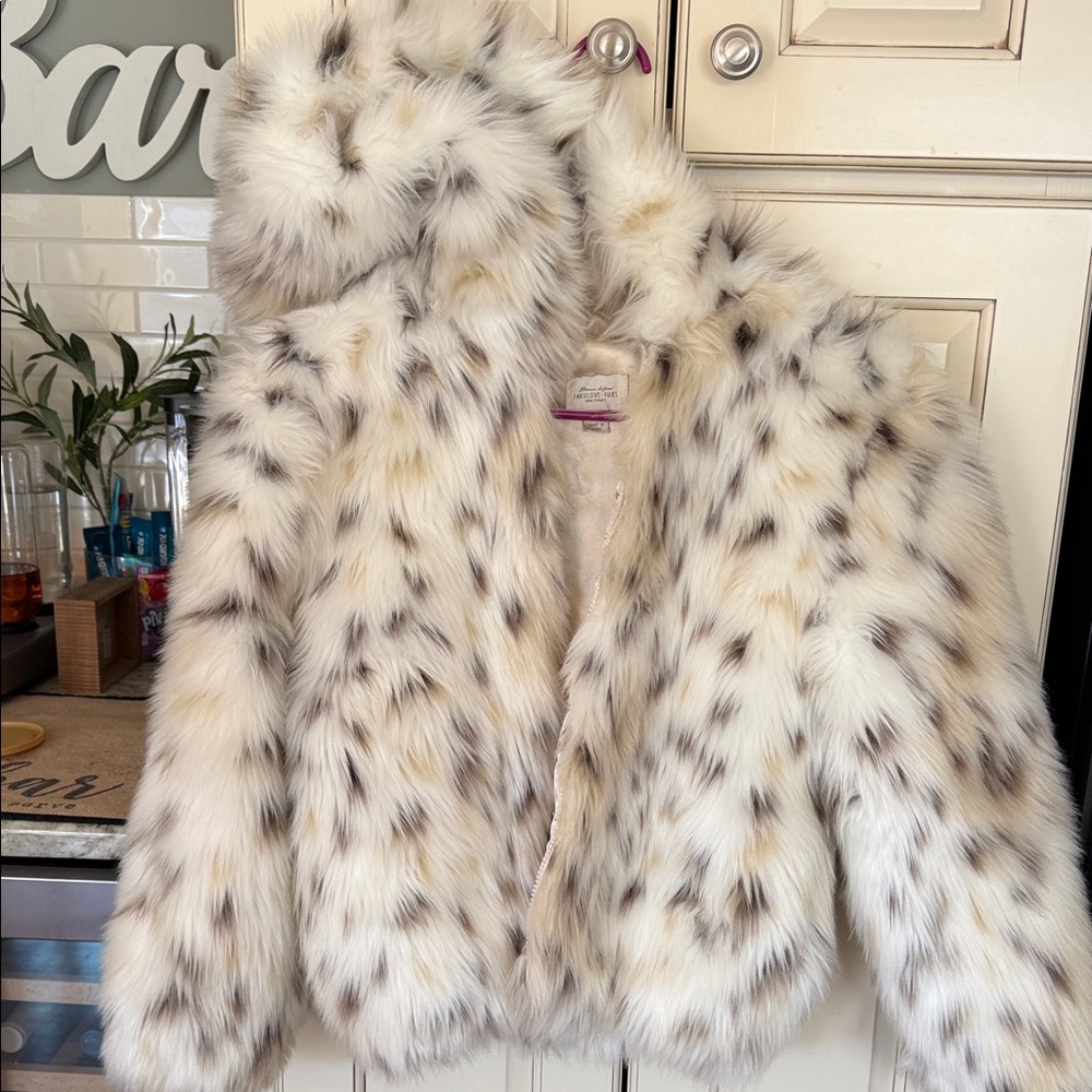 Fabulous Furs White and Black Kids Fur Coat